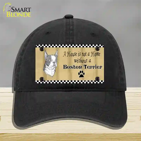 Pencil Sketch Boston Terrier Novelty License Plate Hat Unconstructed Cotton / Black