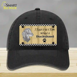 Pencil Sketch Dachshund Novelty License Plate Hat Unconstructed Cotton / Black