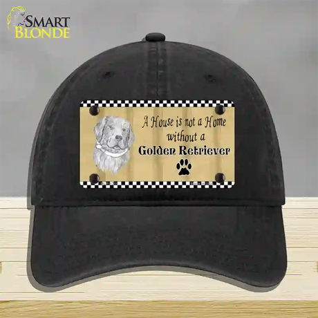 Pencil Sketch Golden Retriever Novelty License Plate Hat Unconstructed Cotton / Black