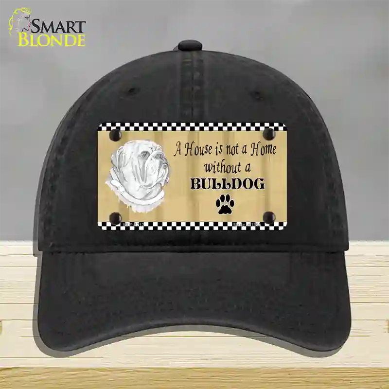 Pencil Sketch Bulldog Novelty License Plate Hat Unconstructed Cotton / Black