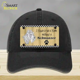 Pencil Sketch Schnauzer Novelty License Plate Hat Unconstructed Cotton / Black