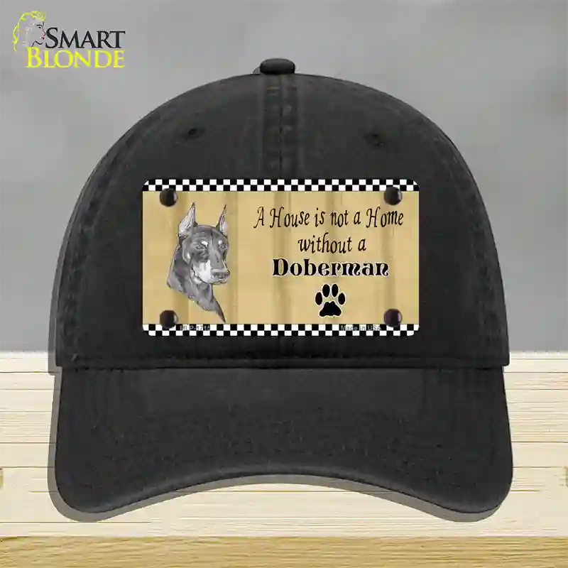 Pencil Sketch Doberman Metal Dog Novelty License Plate Hat Unconstructed Cotton / Black