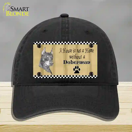 Pencil Sketch Doberman Metal Dog Novelty License Plate Hat Unconstructed Cotton / Black