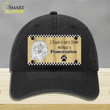 Pencil Sketch Pomeranian Metal Dog Novelty License Plate Hat Unconstructed Cotton / Black