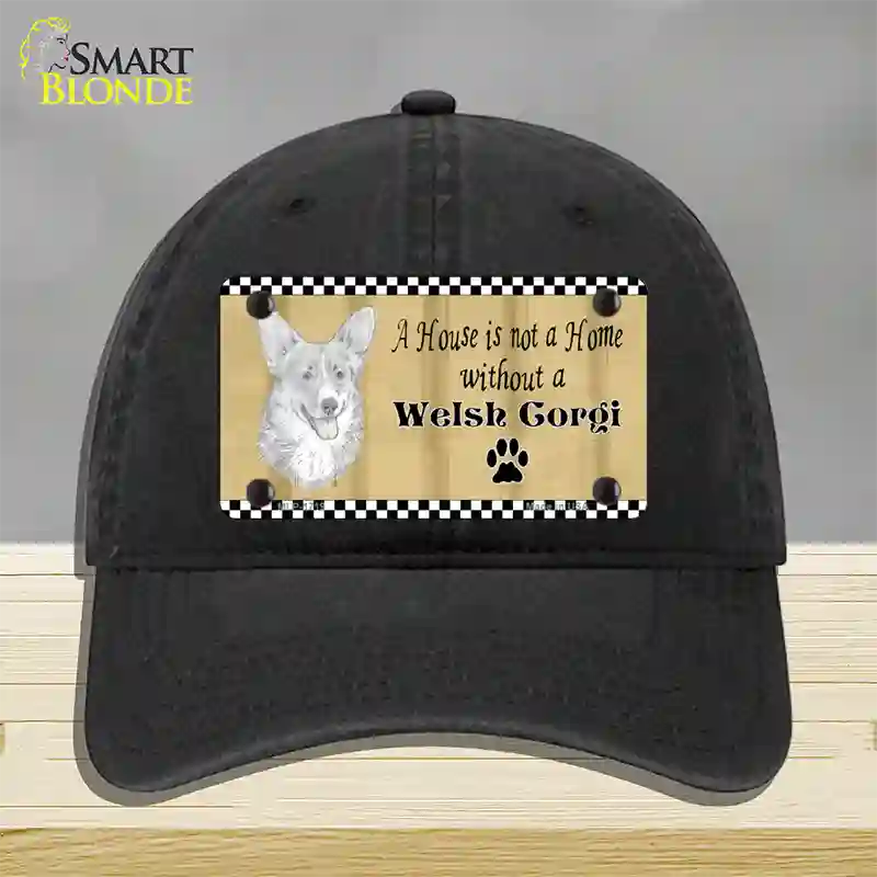 Pencil Sketch Welsh Corgi Novelty License Plate Hat Unconstructed Cotton / Black