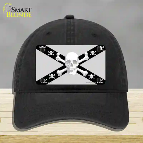 Skull Black & Silver Novelty License Plate Hat Unconstructed Cotton / Black