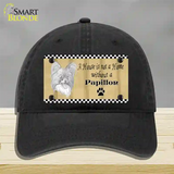 Pencil Sketch Papillon Novelty License Plate Hat Unconstructed Cotton / Black