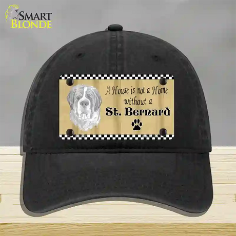 Pencil Sketch Saint Bernard Novelty License Plate Hat Unconstructed Cotton / Black