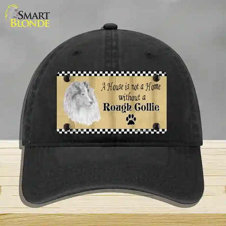 Pencil Sketch Rough Collie Novelty License Plate Hat Unconstructed Cotton / Black