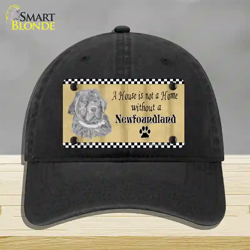 Pencil Sketch New Foundland Novelty License Plate Hat Unconstructed Cotton / Black