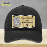 Pencil Sketch New Foundland Novelty License Plate Hat Unconstructed Cotton / Black