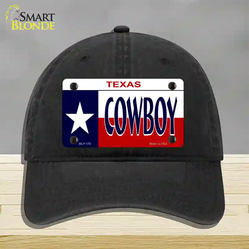 Cowboy Texas Novelty License Plate Hat Unconstructed Cotton / Black