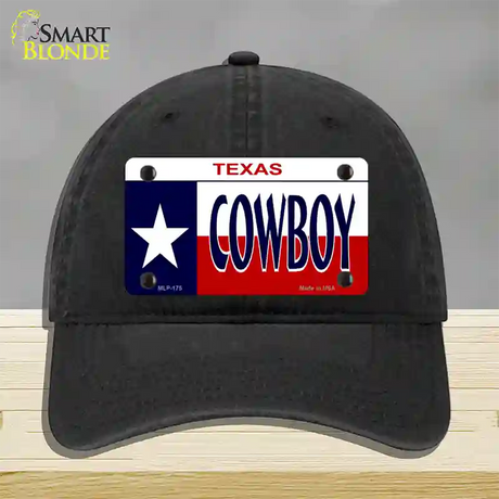 Cowboy Texas Novelty License Plate Hat Unconstructed Cotton / Black