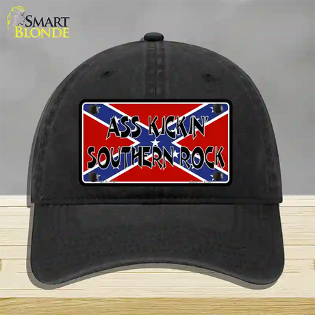 Southern Rock Confederate Flag Novelty License Plate Hat Unconstructed Cotton / Black