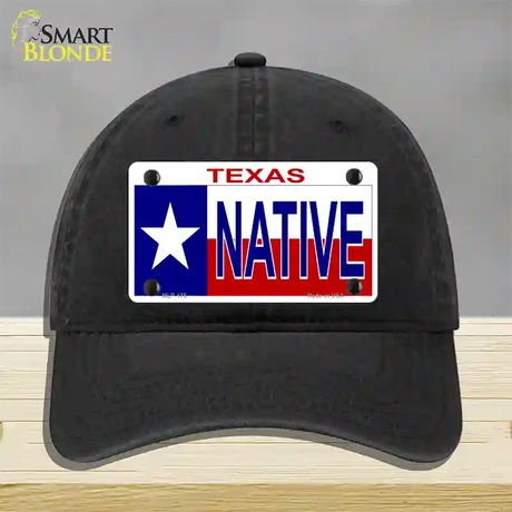 Native Texas Novelty License Plate Hat Unconstructed Cotton / Black