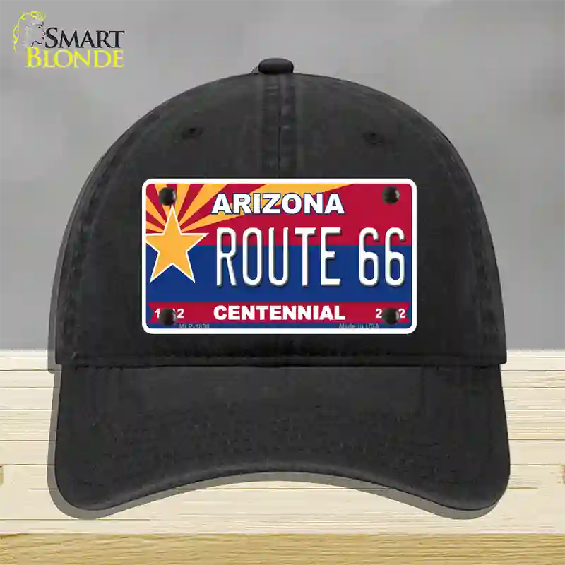 Arizona Centennial Route 66 Novelty License Plate Hat Unconstructed Cotton / Black