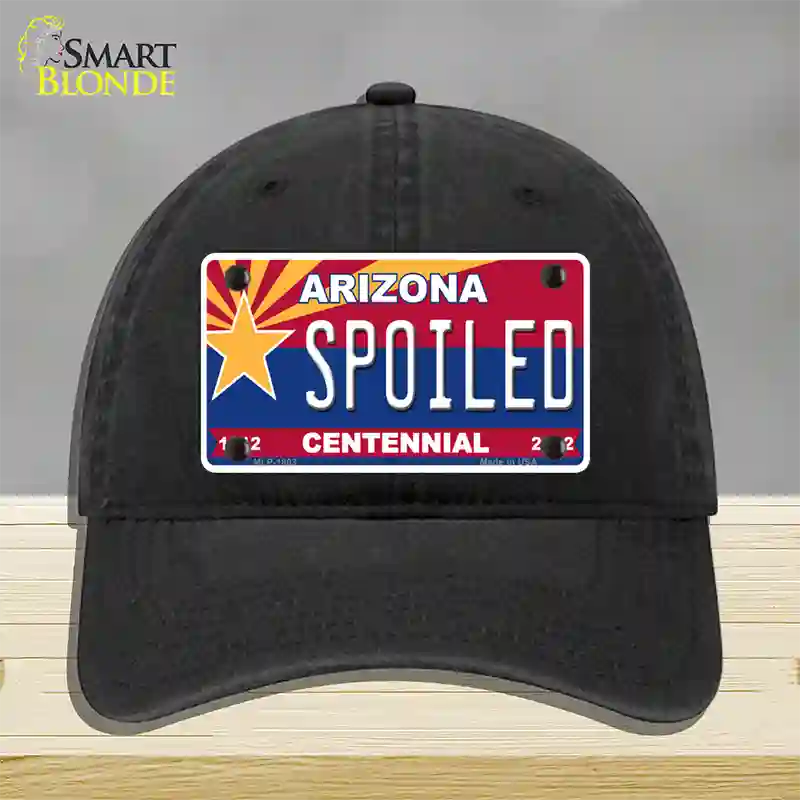 Arizona Centennial Spoiled Novelty License Plate Hat Unconstructed Cotton / Black