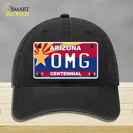 Arizona Centennial OMG Novelty License Plate Hat Unconstructed Cotton / Black