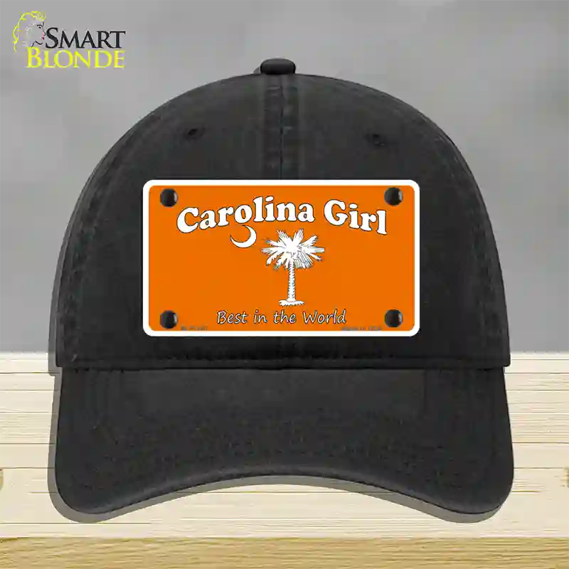 Carolina Girl Orange Novelty License Plate Hat Unconstructed Cotton / Black