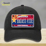 Arizona Centennial Badass Ride Novelty License Plate Hat Unconstructed Cotton / Black