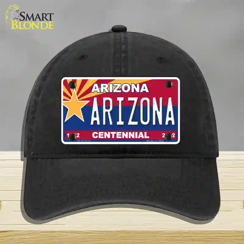 Arizona Centennial Arizona Novelty License Plate Hat Unconstructed Cotton / Black