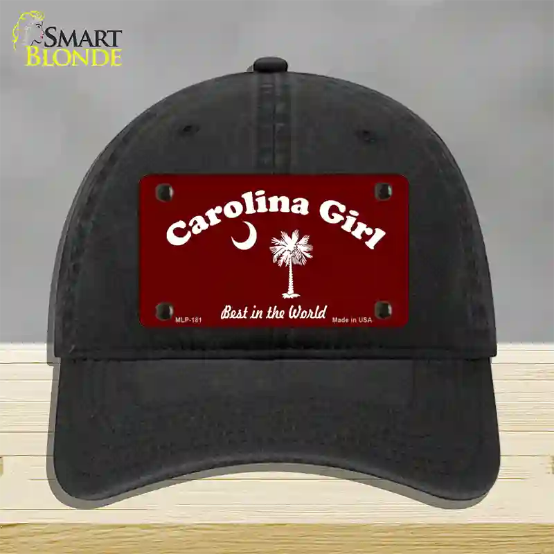 Carolina Girl Burgundy Novelty License Plate Hat Unconstructed Cotton / Black