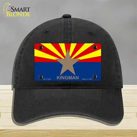 Kingman Arizona State Flag Novelty License Plate Hat Unconstructed Cotton / Black