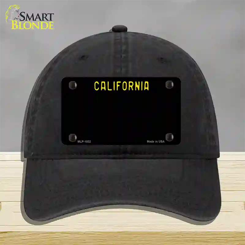 California Black State Novelty License Plate Hat Unconstructed Cotton / Black