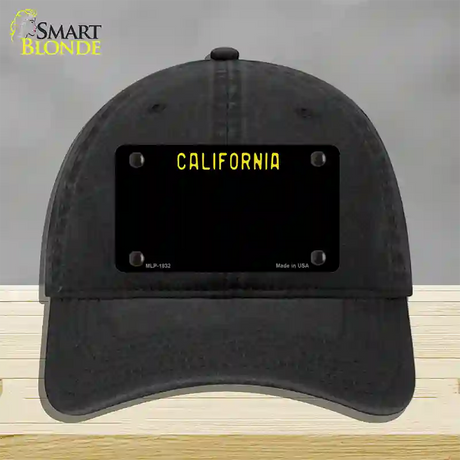 California Black State Novelty License Plate Hat Unconstructed Cotton / Black