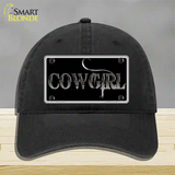 Cowgirl Black Novelty License Plate Hat Unconstructed Cotton / Black