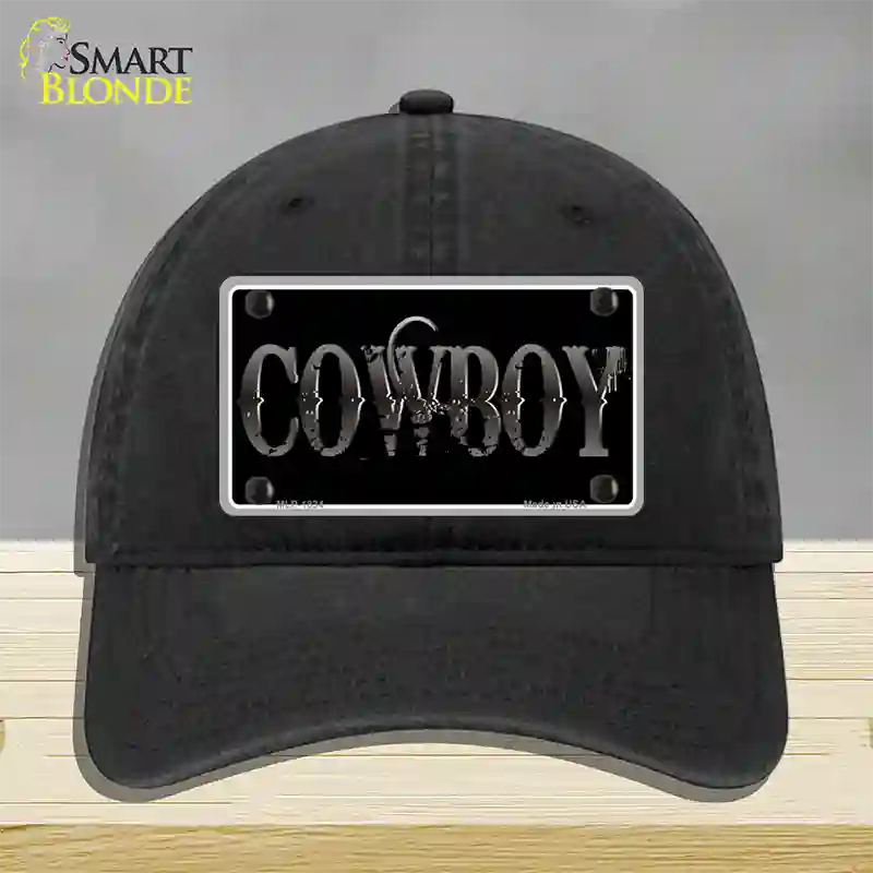 Cowboy Black Novelty License Plate Hat Unconstructed Cotton / Black