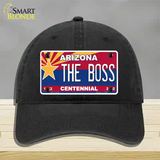 Arizona Centennial The Boss Novelty License Plate Hat Unconstructed Cotton / Black