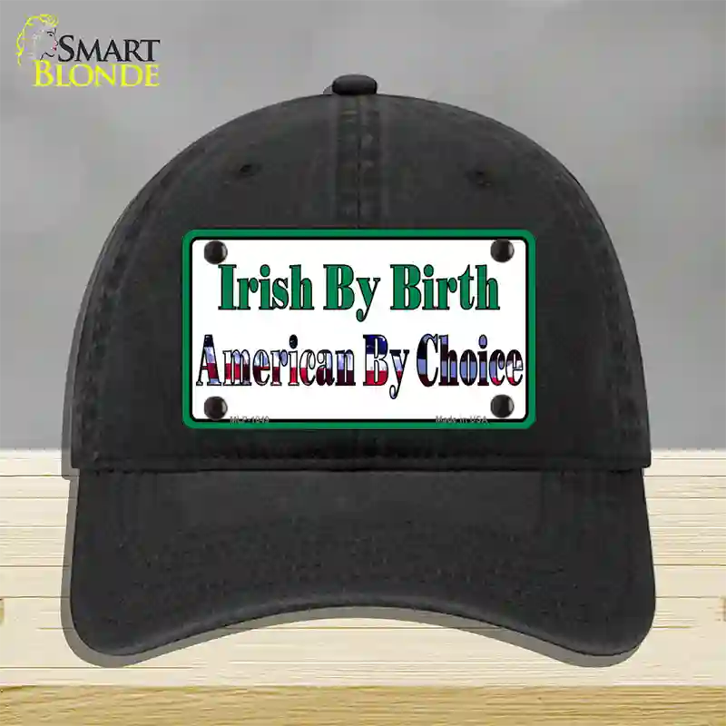 Irish By Birth Novelty License Plate Hat Unconstructed Cotton / Black