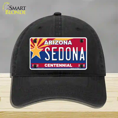 Arizona Centennial Sedona Novelty License Plate Hat Unconstructed Cotton / Black