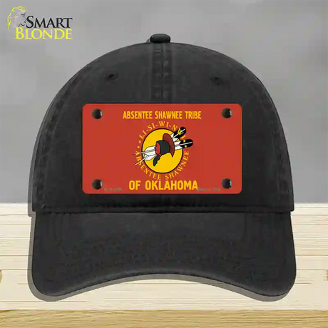 Absentee Shawnee Tribe Flag Novelty License Plate Hat Unconstructed Cotton / Black