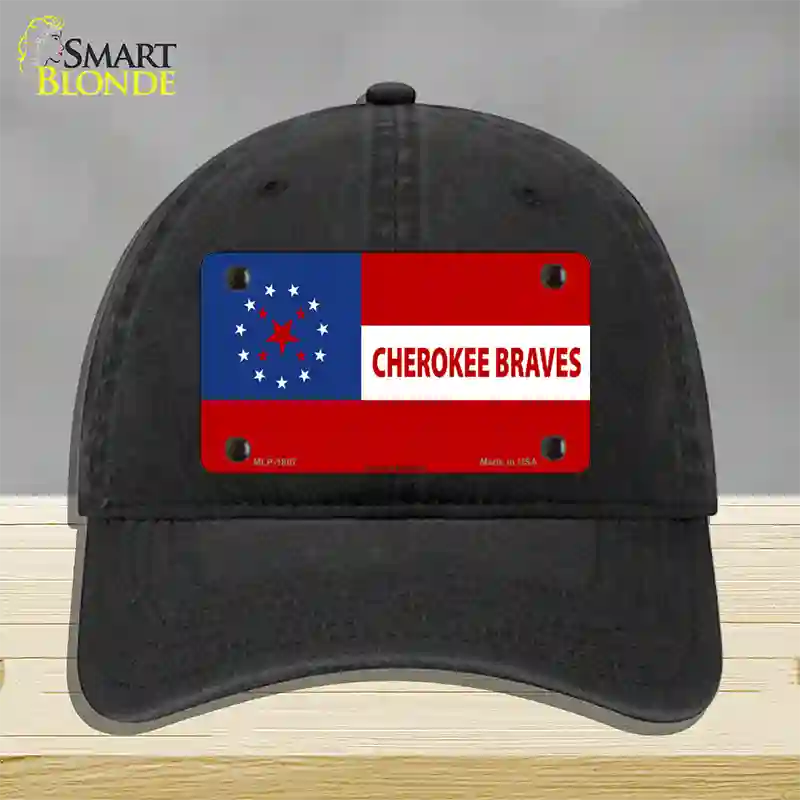 Cherokee Braves Flag Novelty License Plate Hat Unconstructed Cotton / Black