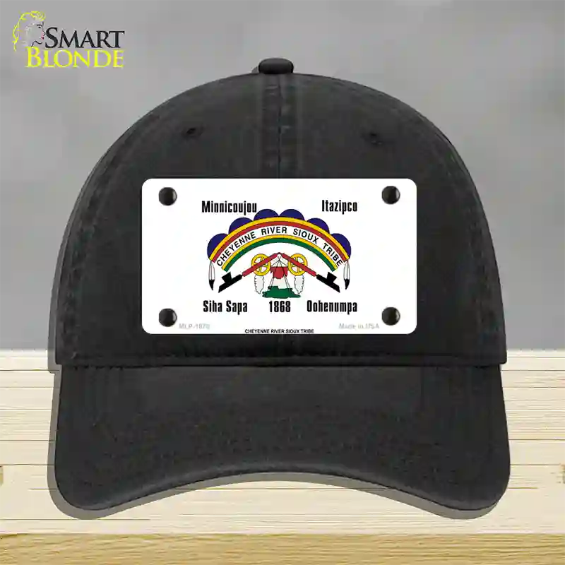 Cheyenne River Sioux Flag Novelty License Plate Hat Unconstructed Cotton / Black