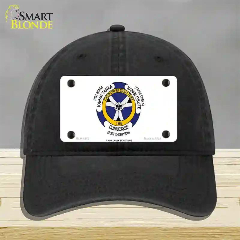 Crow Creek Sioux Tribe Flag Novelty License Plate Hat Unconstructed Cotton / Black