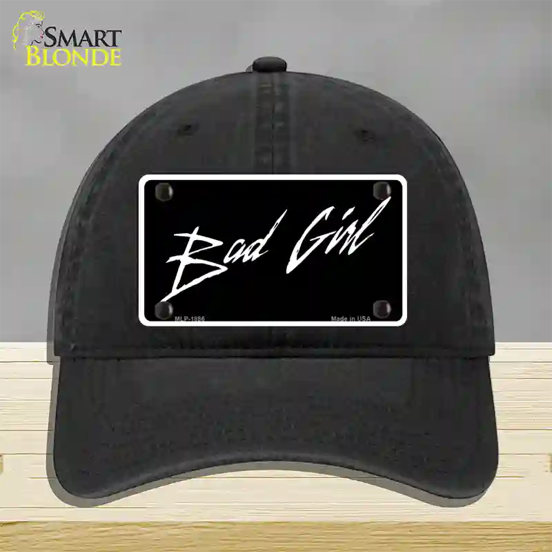 Bad Girl Novelty License Plate Hat Unconstructed Cotton / Black