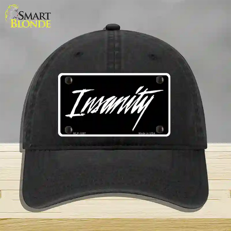 Insanity Novelty License Plate Hat Unconstructed Cotton / Black