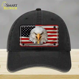 USA Eagle Novelty License Plate Hat Unconstructed Cotton / Black