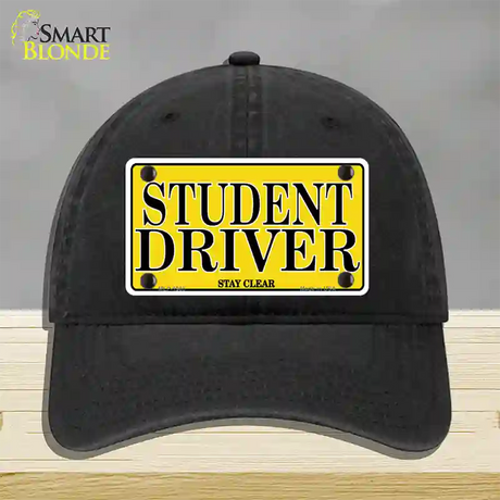 Student Driver Novelty License Plate Hat Unconstructed Cotton / Black