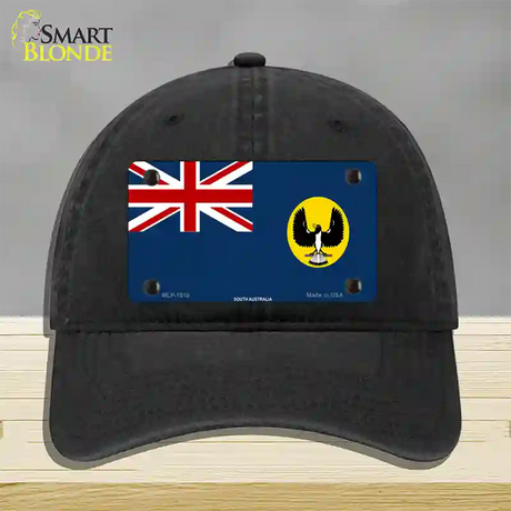 South Australia Flag Novelty License Plate Hat Unconstructed Cotton / Black