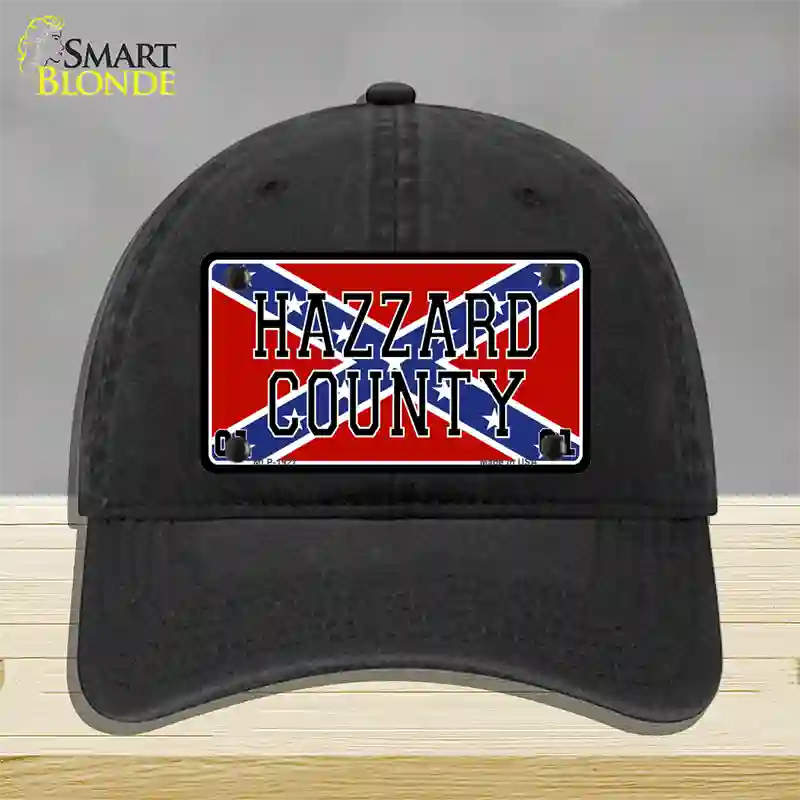 Hazard County Confederate Flag Novelty License Plate Hat Unconstructed Cotton / Black