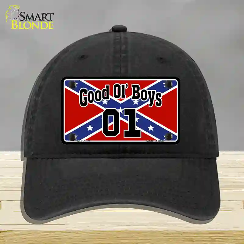 Good Ol Boys Confederate Flag Novelty License Plate Hat Unconstructed Cotton / Black