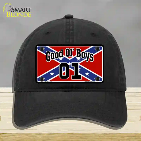 Good Ol Boys Confederate Flag Novelty License Plate Hat Unconstructed Cotton / Black