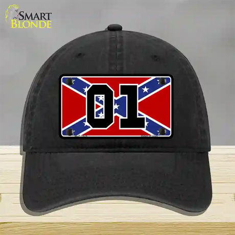 Confederate Flag 01 Novelty License Plate Hat Unconstructed Cotton / Black