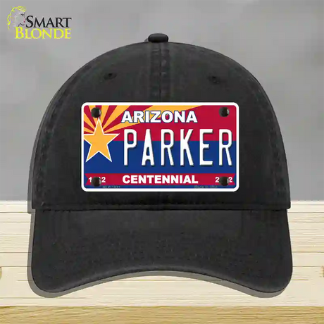 Arizona Centennial Parker Novelty License Plate Hat Unconstructed Cotton / Black