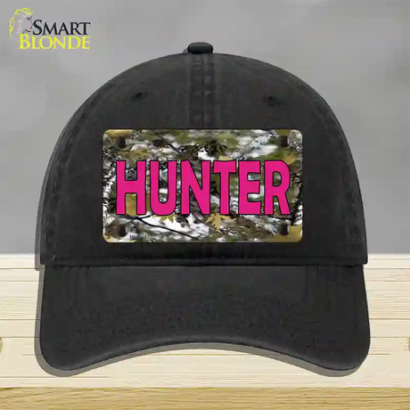 Pink Hunter Novelty License Plate Hat Unconstructed Cotton / Black