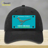 Road Runner Teal New Mexico Novelty License Plate Hat Unconstructed Cotton / Black